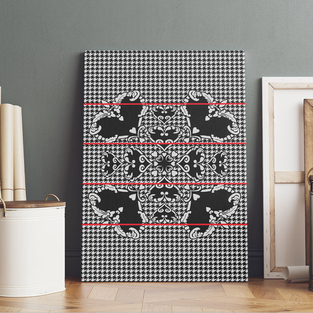 Charcoal Black Hearts Crown Traditional Geometry Canvas Wall Art Seanamarena Basotho Blanket Inspired
