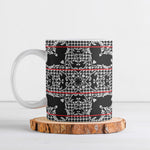 Charcoal Black Hearts Crown Traditional Geometry Ceramic Mug Seanamarena Basotho Blanket Inspired