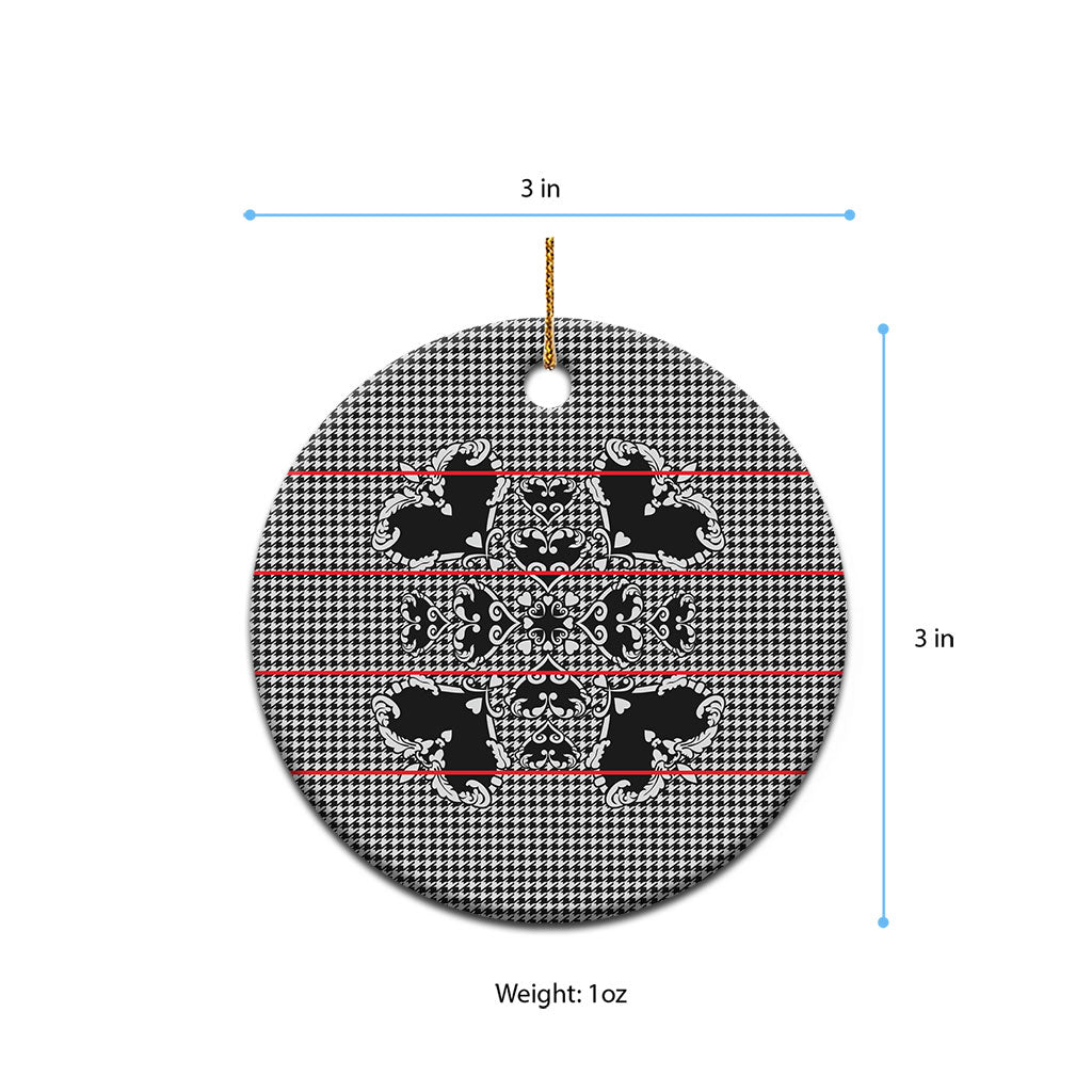 Charcoal Black Hearts Crown Traditional Geometry Ceramic Ornament Seanamarena Basotho Blanket Inspired