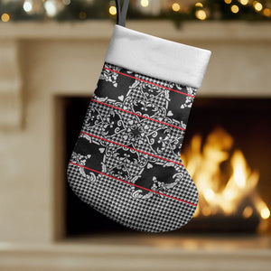 Charcoal Black Hearts Crown Traditional Geometry Christmas Stocking Seanamarena Basotho Blanket Inspired
