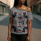 Charcoal Black Hearts Crown Traditional Geometry Cross Shoulder Shirt Seanamarena Basotho Blanket Inspired