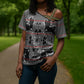 Charcoal Black Hearts Crown Traditional Geometry Cross Shoulder Shirt Seanamarena Basotho Blanket Inspired