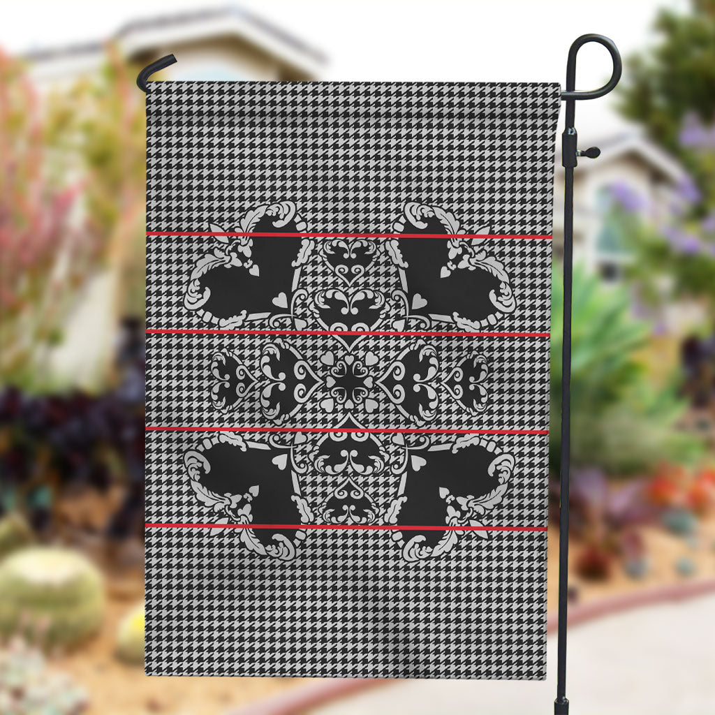 Charcoal Black Hearts Crown Traditional Geometry Garden Flag Seanamarena Basotho Blanket Inspired