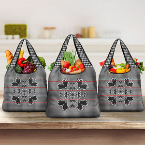 Charcoal Black Hearts Crown Traditional Geometry Grocery Bag Seanamarena Basotho Blanket Inspired