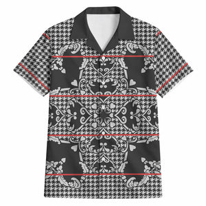 Charcoal Black Hearts Crown Traditional Geometry Hawaiian Shirt Seanamarena Basotho Blanket Inspired