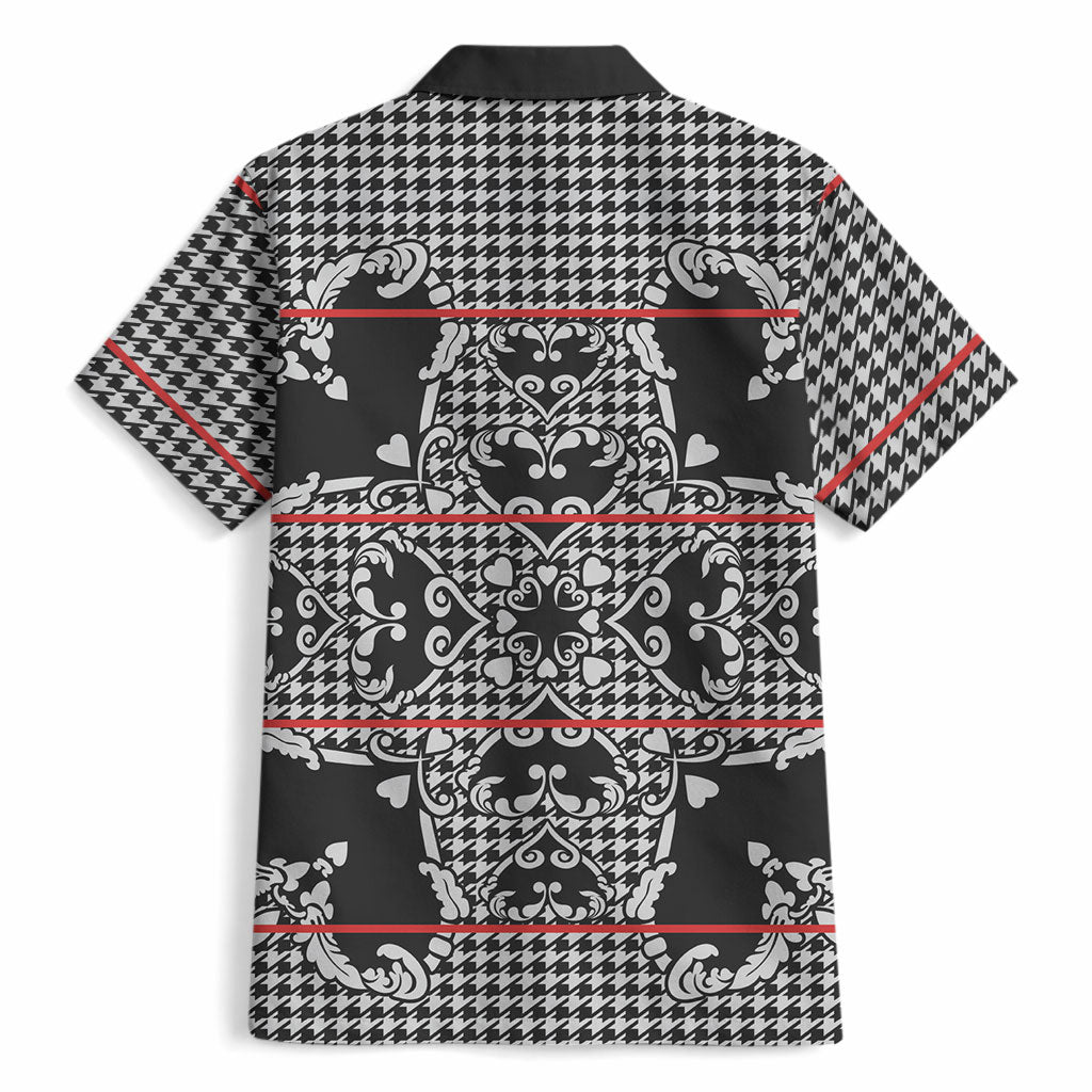 Charcoal Black Hearts Crown Traditional Geometry Hawaiian Shirt Seanamarena Basotho Blanket Inspired