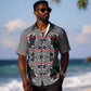 Charcoal Black Hearts Crown Traditional Geometry Hawaiian Shirt Seanamarena Basotho Blanket Inspired