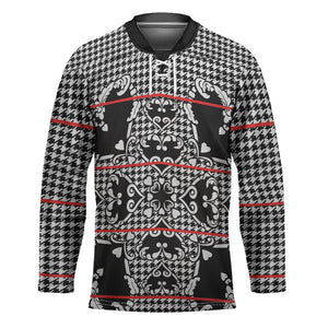 Charcoal Black Hearts Crown Traditional Geometry Hockey Jersey Seanamarena Basotho Blanket Inspired