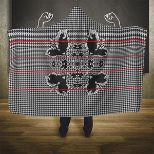Charcoal Black Hearts Crown Traditional Geometry Hooded Blanket Seanamarena Basotho Blanket Inspired