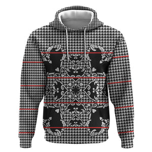 Charcoal Black Hearts Crown Traditional Geometry Hoodie Seanamarena Basotho Blanket Inspired