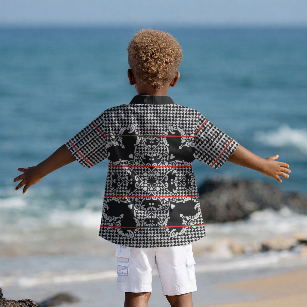 Charcoal Black Hearts Crown Traditional Geometry Kid Hawaiian Shirt Seanamarena Basotho Blanket Inspired
