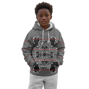 Charcoal Black Hearts Crown Traditional Geometry Kid Hoodie Seanamarena Basotho Blanket Inspired