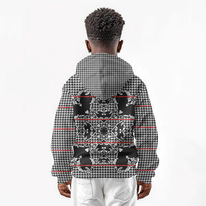 Charcoal Black Hearts Crown Traditional Geometry Kid Hoodie Seanamarena Basotho Blanket Inspired