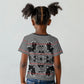 Charcoal Black Hearts Crown Traditional Geometry Kid T shirt Seanamarena Basotho Blanket Inspired
