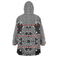 Charcoal Black Hearts Crown Traditional Geometry Kid Wearable Blanket Hoodie Seanamarena Basotho Blanket Inspired