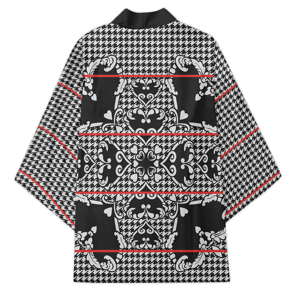 Charcoal Black Hearts Crown Traditional Geometry Kimono Seanamarena Basotho Blanket Inspired