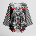 Charcoal Black Hearts Crown Traditional Geometry Kimono Sleeve Blouse Seanamarena Basotho Blanket Inspired