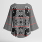 Charcoal Black Hearts Crown Traditional Geometry Kimono Sleeve Blouse Seanamarena Basotho Blanket Inspired