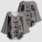 Charcoal Black Hearts Crown Traditional Geometry Kimono Sleeve Blouse Seanamarena Basotho Blanket Inspired