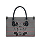 Charcoal Black Hearts Crown Traditional Geometry Leather Bag Seanamarena Basotho Blanket Inspired