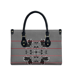 Charcoal Black Hearts Crown Traditional Geometry Leather Bag Seanamarena Basotho Blanket Inspired