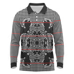 Charcoal Black Hearts Crown Traditional Geometry Long Sleeve Polo Shirt Seanamarena Basotho Blanket Inspired