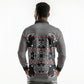 Charcoal Black Hearts Crown Traditional Geometry Long Sleeve Polo Shirt Seanamarena Basotho Blanket Inspired