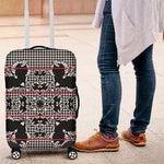 Charcoal Black Hearts Crown Traditional Geometry Luggage Cover Seanamarena Basotho Blanket Inspired