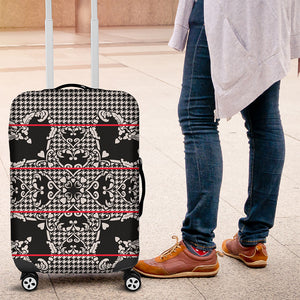 Charcoal Black Hearts Crown Traditional Geometry Luggage Cover Seanamarena Basotho Blanket Inspired