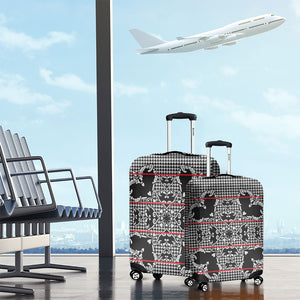 Charcoal Black Hearts Crown Traditional Geometry Luggage Cover Seanamarena Basotho Blanket Inspired