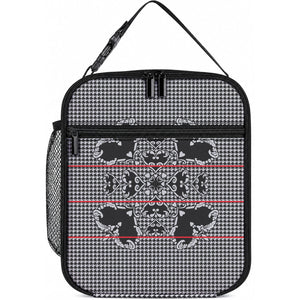 Charcoal Black Hearts Crown Traditional Geometry Lunch Bag Seanamarena Basotho Blanket Inspired
