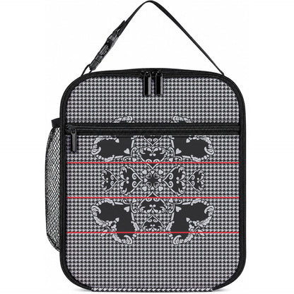 Charcoal Black Hearts Crown Traditional Geometry Lunch Bag Seanamarena Basotho Blanket Inspired