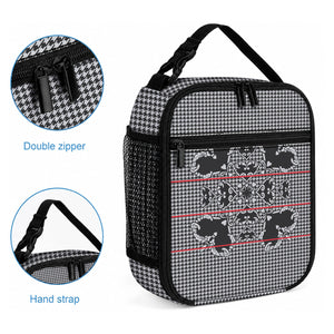 Charcoal Black Hearts Crown Traditional Geometry Lunch Bag Seanamarena Basotho Blanket Inspired