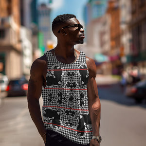 Charcoal Black Hearts Crown Traditional Geometry Men Tank Top Seanamarena Basotho Blanket Inspired