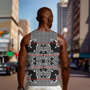 Charcoal Black Hearts Crown Traditional Geometry Men Tank Top Seanamarena Basotho Blanket Inspired