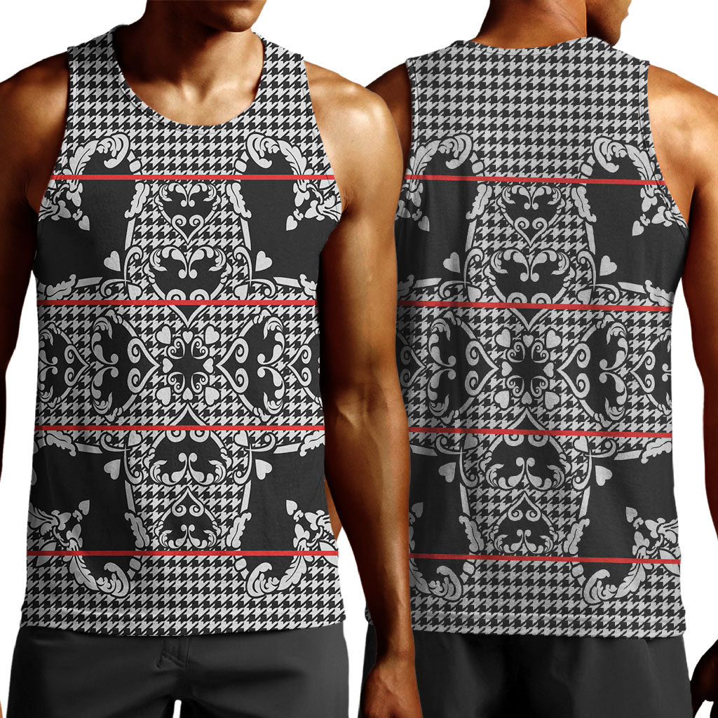 Charcoal Black Hearts Crown Traditional Geometry Men Tank Top Seanamarena Basotho Blanket Inspired