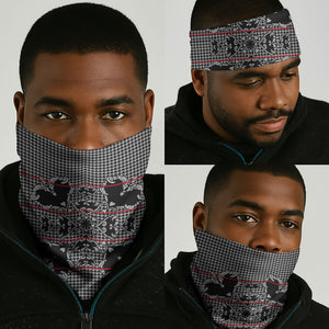 Charcoal Black Hearts Crown Traditional Geometry Neck Gaiter Seanamarena Basotho Blanket Inspired