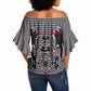 Charcoal Black Hearts Crown Traditional Geometry Off Shoulder Wrap Waist Top Seanamarena Basotho Blanket Inspired