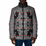Charcoal Black Hearts Crown Traditional Geometry Padded Jacket Seanamarena Basotho Blanket Inspired