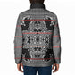 Charcoal Black Hearts Crown Traditional Geometry Padded Jacket Seanamarena Basotho Blanket Inspired