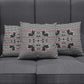 Charcoal Black Hearts Crown Traditional Geometry Pillow Cover Seanamarena Basotho Blanket Inspired