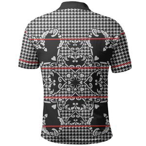 Charcoal Black Hearts Crown Traditional Geometry Polo Shirt Seanamarena Basotho Blanket Inspired