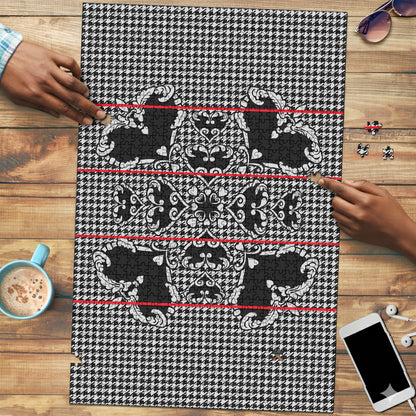 Charcoal Black Hearts Crown Traditional Geometry Puzzle Seanamarena Basotho Blanket Inspired