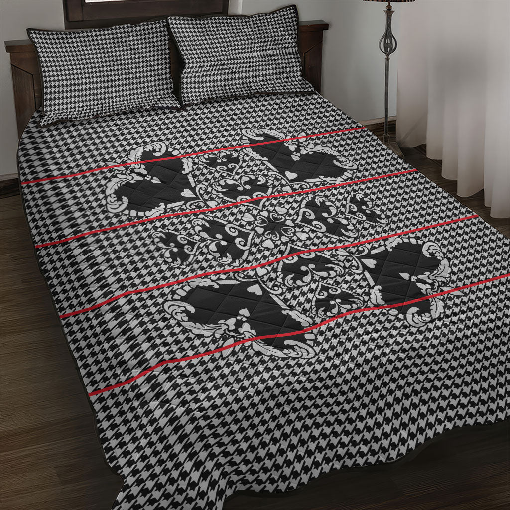 Charcoal Black Hearts Crown Traditional Geometry Quilt Bed Set Seanamarena Basotho Blanket Inspired