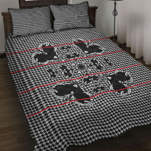 Charcoal Black Hearts Crown Traditional Geometry Quilt Bed Set Seanamarena Basotho Blanket Inspired