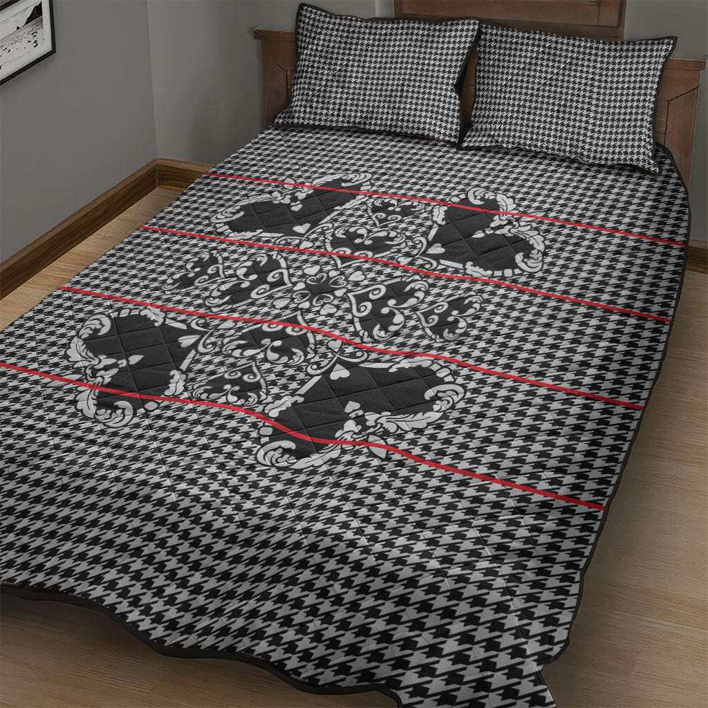 Charcoal Black Hearts Crown Traditional Geometry Quilt Bed Set Seanamarena Basotho Blanket Inspired