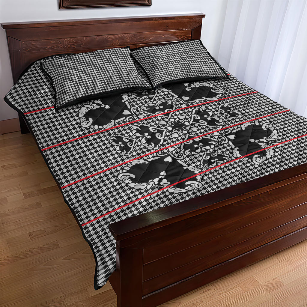 Charcoal Black Hearts Crown Traditional Geometry Quilt Bed Set Seanamarena Basotho Blanket Inspired