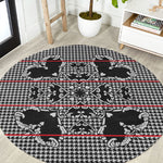 Charcoal Black Hearts Crown Traditional Geometry Round Carpet Seanamarena Basotho Blanket Inspired