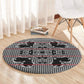Charcoal Black Hearts Crown Traditional Geometry Round Carpet Seanamarena Basotho Blanket Inspired