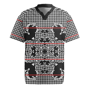 Charcoal Black Hearts Crown Traditional Geometry Rugby Jersey Seanamarena Basotho Blanket Inspired